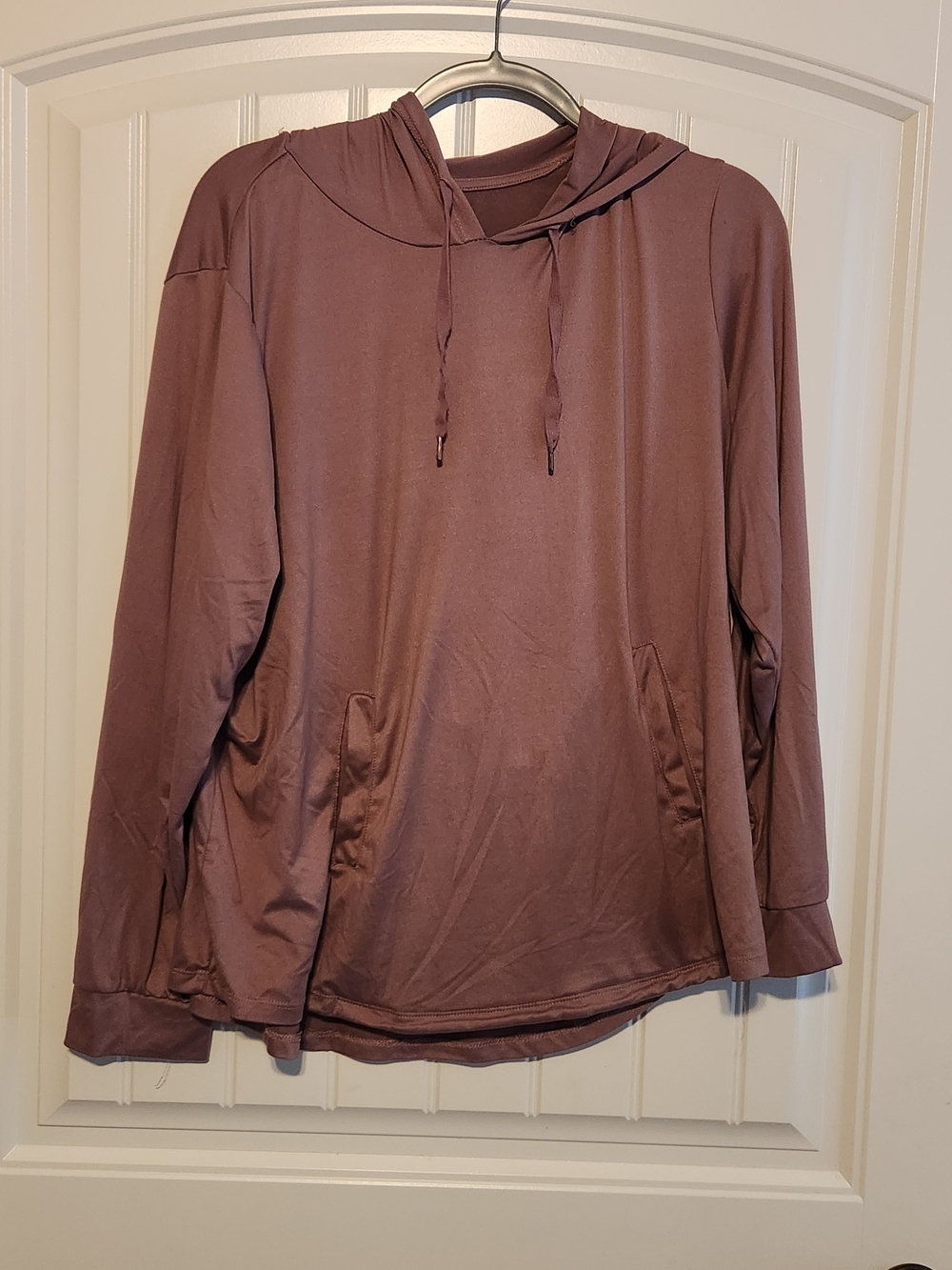 Long Sleeve Hooded Pullover Sweater - Dusty Mauve
